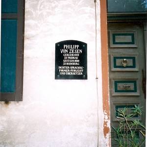 Schild Geburtshaus Philipp von Zesen Priorau